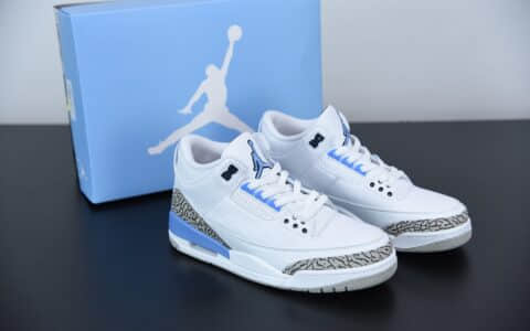 乔丹Air Jordan 3 UNC AJ3 北卡蓝白爆蓝裂纹篮球鞋纯原版本 货号:CT8532-104
