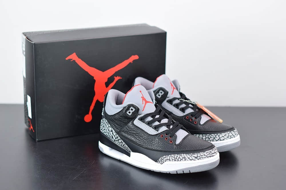 乔丹Air Jordan 3 Retro OG Black Cement复刻黑水泥男子文化篮球鞋纯原版本 货号：854262-001