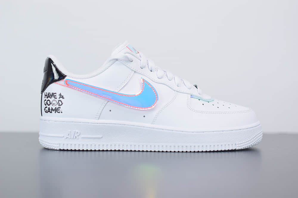 耐克NikeAir Force 1 '07 LV8Good Game电玩英雄联盟S10限量白炫彩镭射魔术贴低帮空军一号休闲板鞋纯原版本 货号:DC0710-191