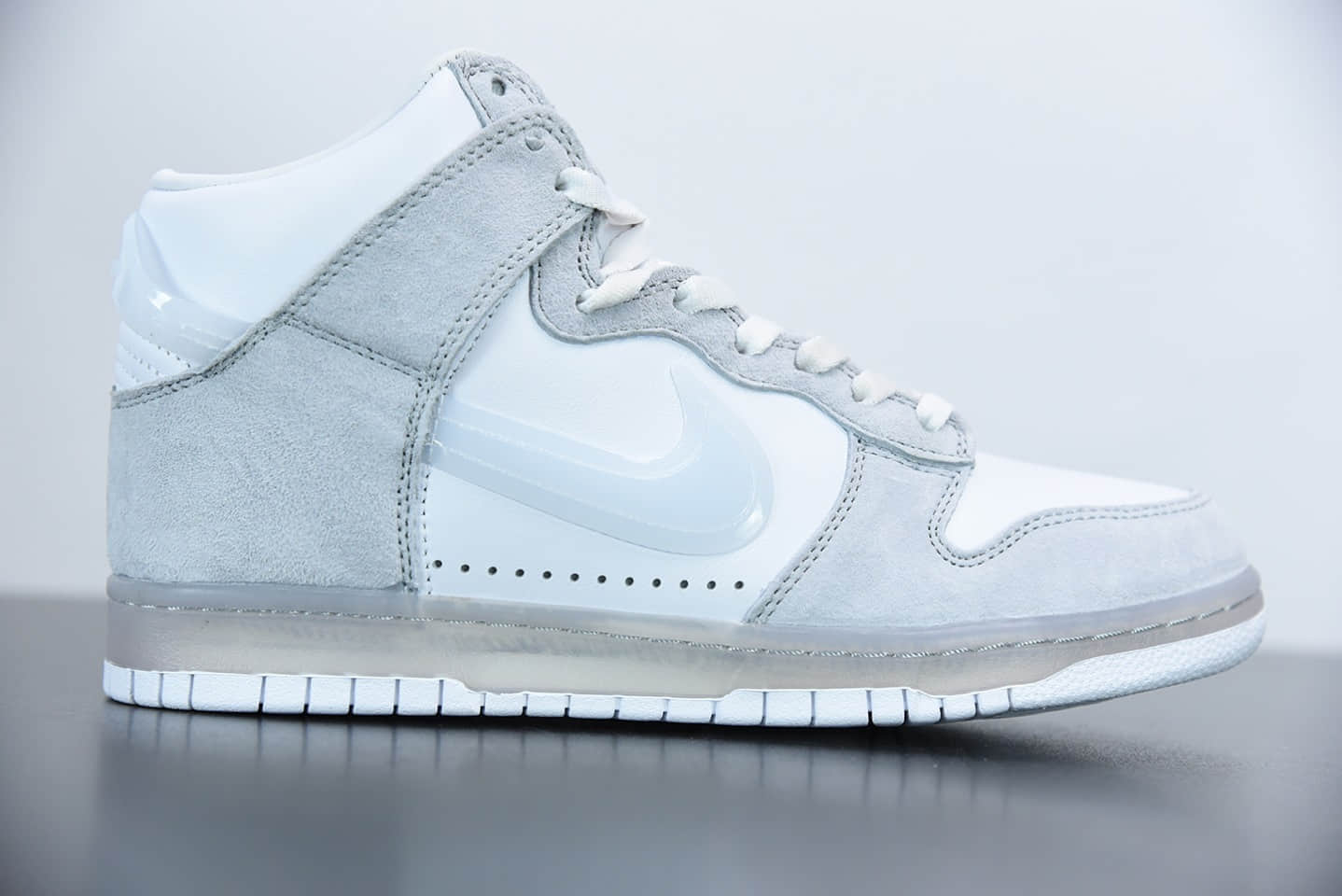 耐克Slam Jam x Nike Dunk High 白灰联名系列全头层皮高帮休闲滑板鞋纯原版本 货号: DA1639-100