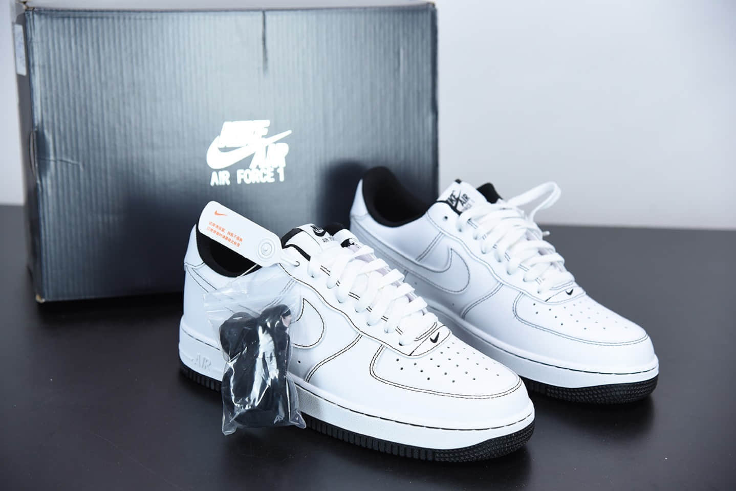 耐克Nike Air Force 1 Low 马克笔黑白缝线空军一号低帮运动休闲板鞋纯原版本 货号: CV1724-104