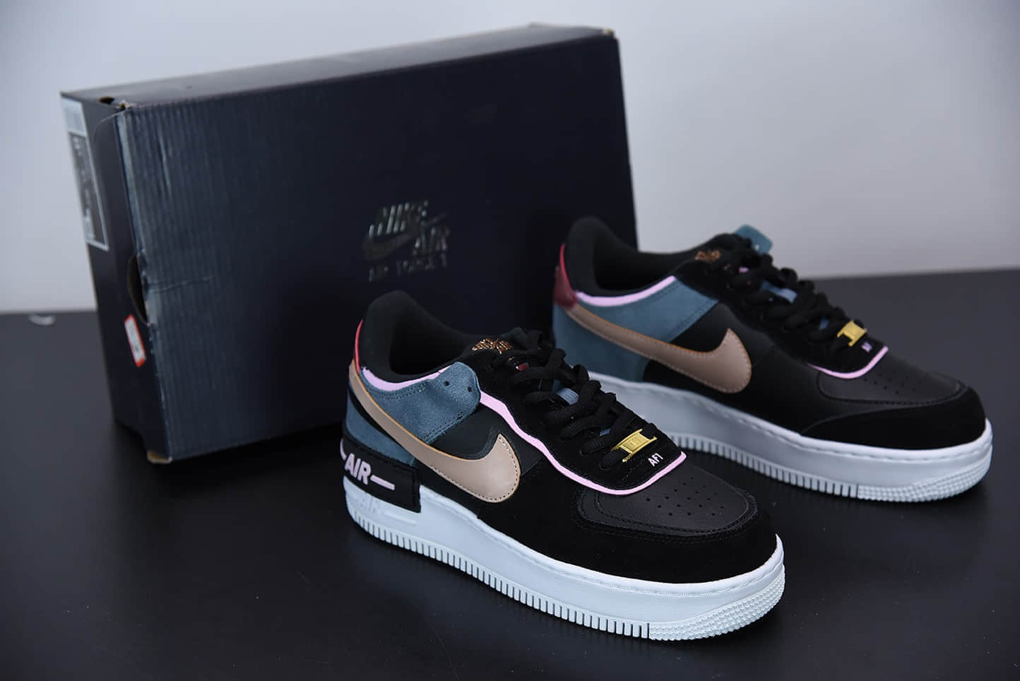 耐克Air Force 1 Shadow马卡龙影子黑浅粉百搭休闲板鞋纯原版本 货号: CU5315-001