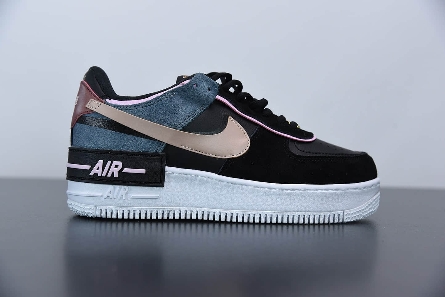 耐克Air Force 1 Shadow马卡龙影子黑浅粉百搭休闲板鞋纯原版本 货号: CU5315-001