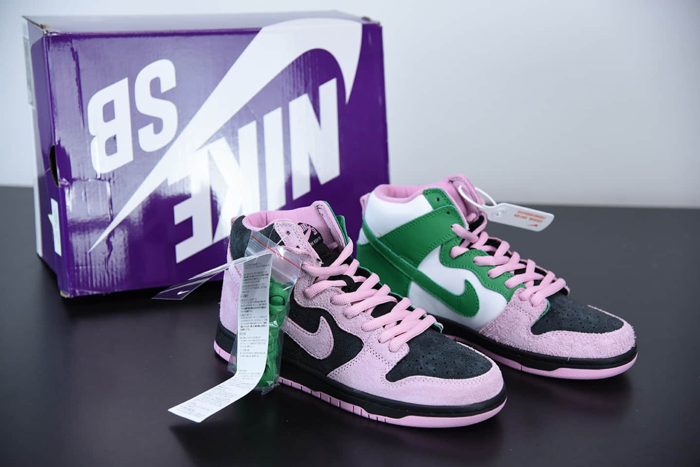 耐克Nike SB Dunk High ProInvert Celtics 黑粉白绿凯尔特人扣篮系列高帮休闲运动滑板板鞋纯原版本 货号：CU7349-001