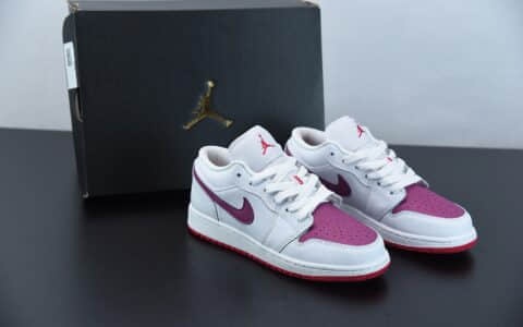 乔丹Air Jordan 1 Low GS AJ1情人节女子白粉紫低帮休闲鞋纯原版本 货号：554723-161
