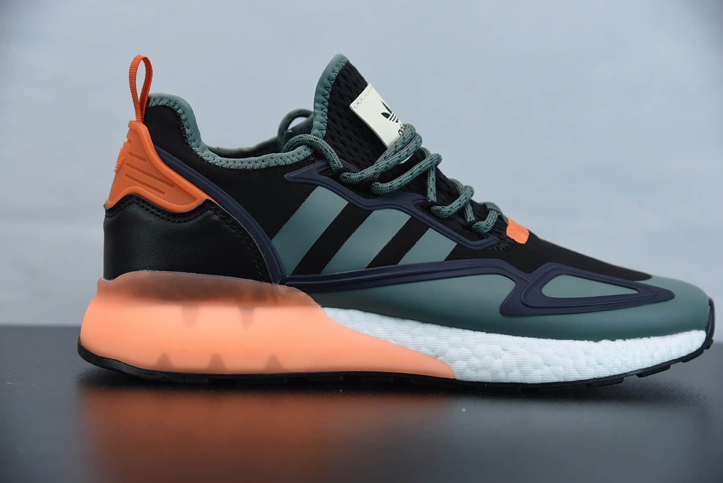 阿迪达斯 Adidas Originals ZX 2K Boost黑绿橙深蓝色震休闲运动跑鞋纯原版本 货号:FZ0218