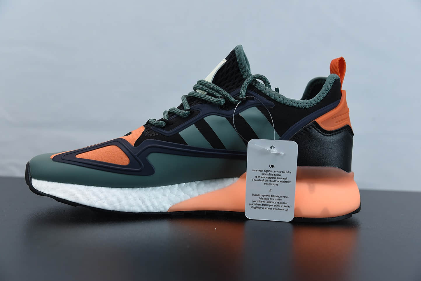 阿迪达斯 Adidas Originals ZX 2K Boost黑绿橙深蓝色震休闲运动跑鞋纯原版本 货号:FZ0218