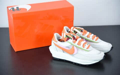 耐克Sacai x Nike LVD Waffle Daybreak网纱浅灰橘酒红联名款解构双勾双标双鞋带厚底休闲跑步鞋纯原版本 货号：DH1347-100