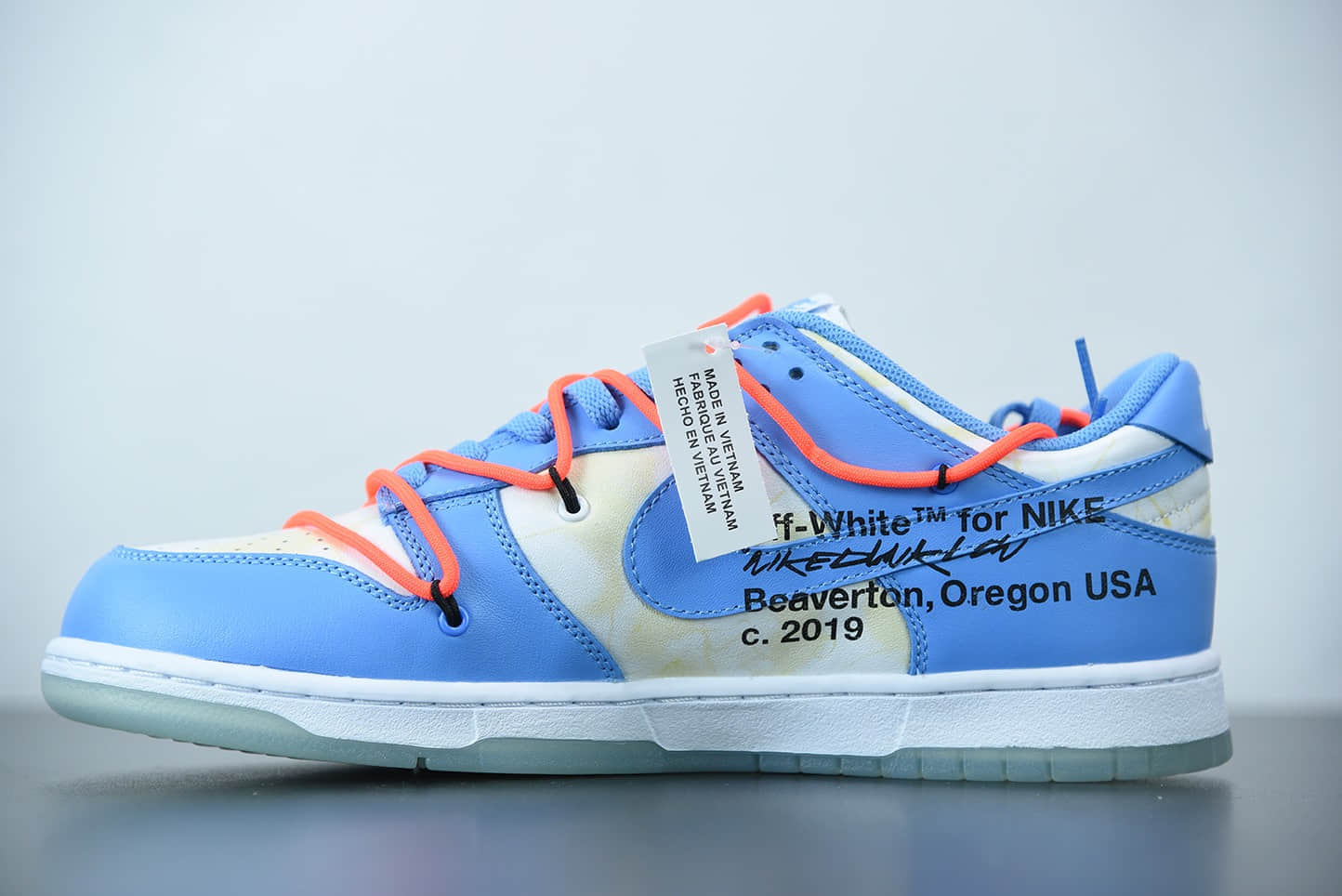 耐克Off-White x Futura x Dunk OW Coast 联名款北卡蓝配色复古滑板鞋纯原版本 货号:DD0856-403