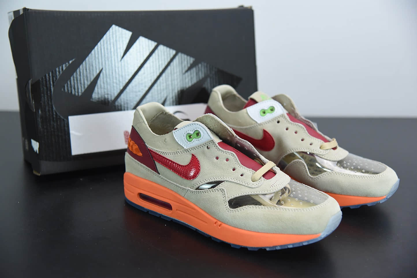 耐克CLOT x Nk Air Max 1 “Kiss of Death”“死亡之吻初代复古气垫百搭休闲运动慢跑鞋纯原版本 货号:DD1870-100