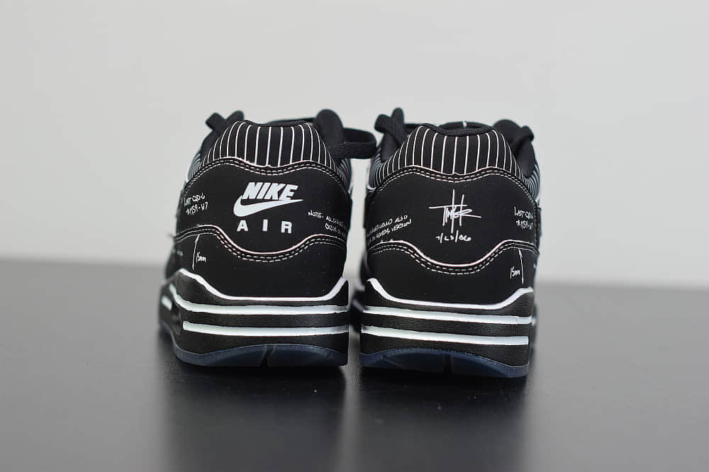 耐克atmos x NIKE Air Max 1 Animal Pack 3.0 联名手稿黑色线条复古气垫鞋纯原版本 货号:CJ4286-001