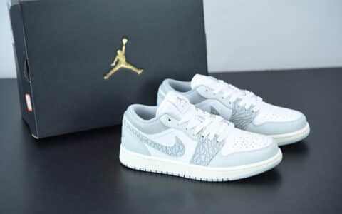 乔丹Air Jordan 1 Low PRM“Elephant Print”灰白大象低帮文化休闲板鞋纯原版本 货号：DH4269-100