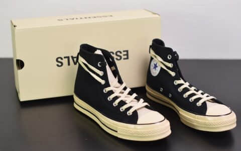 匡威Fear of God ESSENTIALS x Converse Chuck Taylor All Star 1970sGrey复刻高帮黑米白”帆布硫化板鞋“纯原版本 货号:167954C