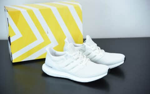 阿迪达斯 Adidas Ultra Boost 4.0 纯白全掌爆米花针织黑条纹透气跑步鞋纯原版本 货号:BB6168