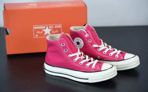 匡威Converse 1970S三星标玫红高帮女款帆布鞋纯原版本 货号:161442C