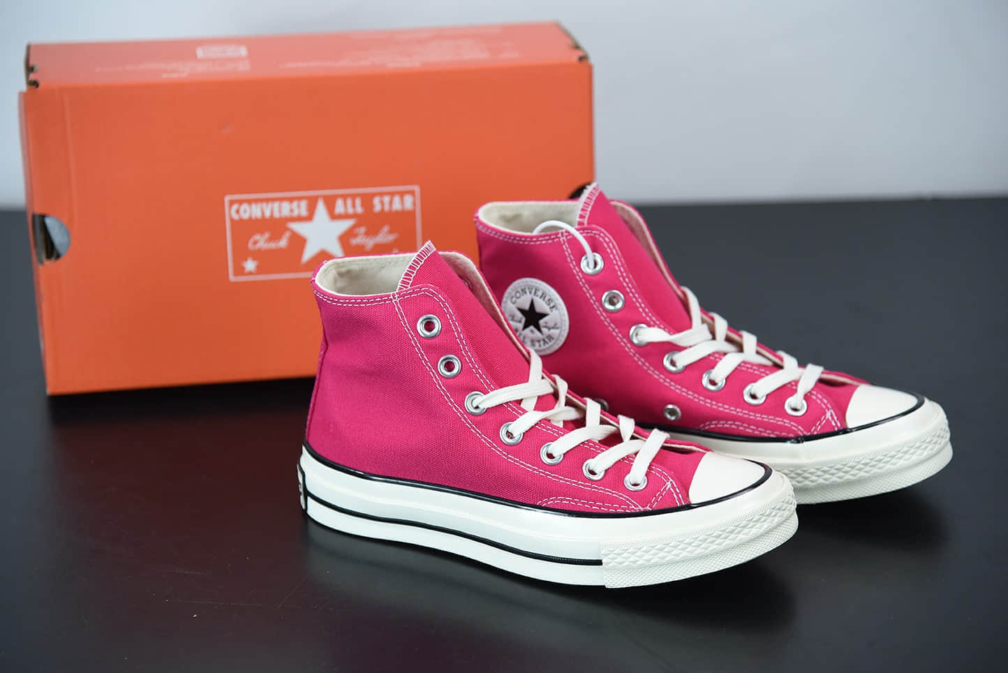 匡威Converse 1970S三星标玫红高帮女款帆布鞋纯原版本 货号:161442C