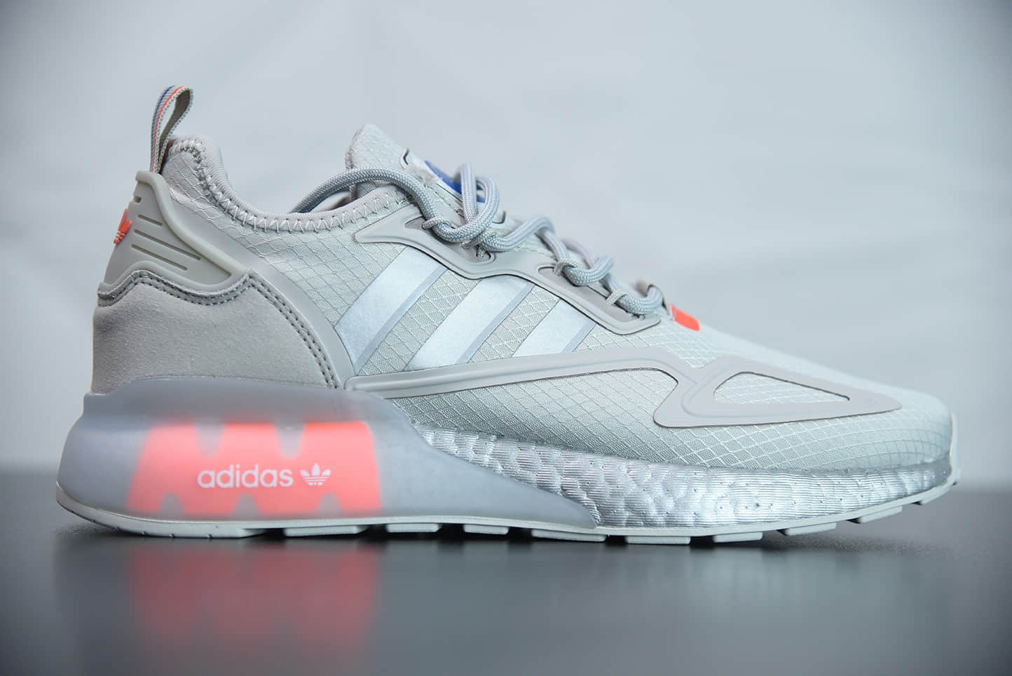 阿迪达斯Adidas Originals ZX 2K Boost易烊千玺同款灰红全新爆米花缓震休闲运动跑鞋纯原版本 货号:FX7028