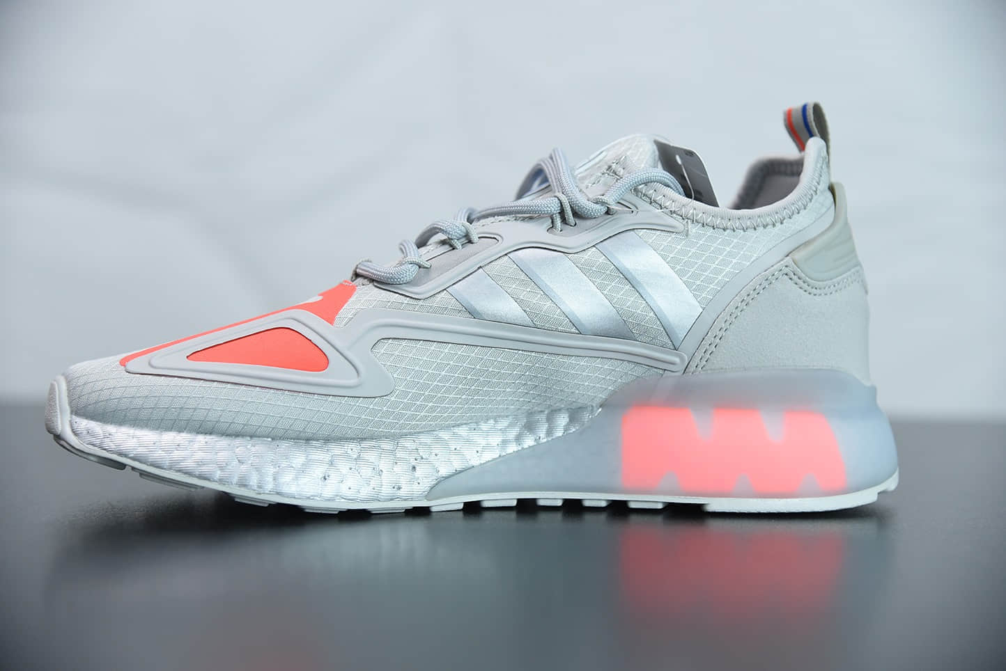 阿迪达斯Adidas Originals ZX 2K Boost易烊千玺同款灰红全新爆米花缓震休闲运动跑鞋纯原版本 货号:FX7028