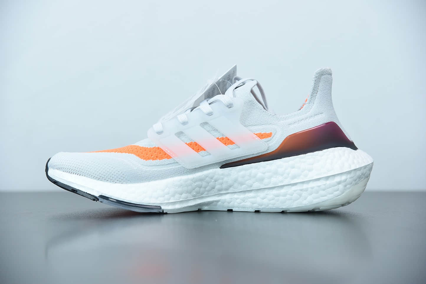 阿迪达斯 Adidas ultra boost 2021系列白橙配色袜套式针织鞋面休闲运动慢跑鞋纯原版本 货号:FY0375