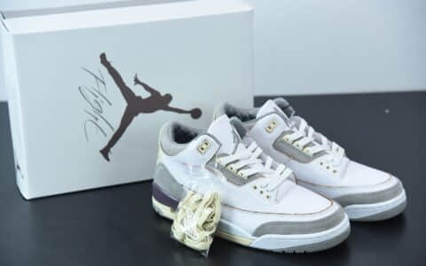 乔丹Air Jordan 3 x A Ma Maniere米白灰做旧氧化限量联名篮球鞋纯原版本 货号:DH3434-110