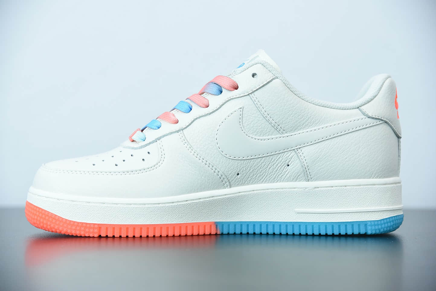耐克 Nike Air Force 1 白橙蓝双钩空军一号低帮运动休闲板鞋纯原版本 货号：CT1989-103