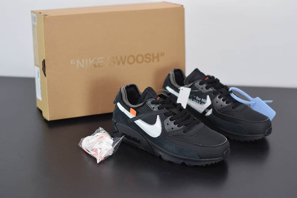 耐克 Nike Off -White x Nike Air Max 90黑色 OW 耐克联名款限量经典气垫跑鞋纯原版本 货号:AA7293-001