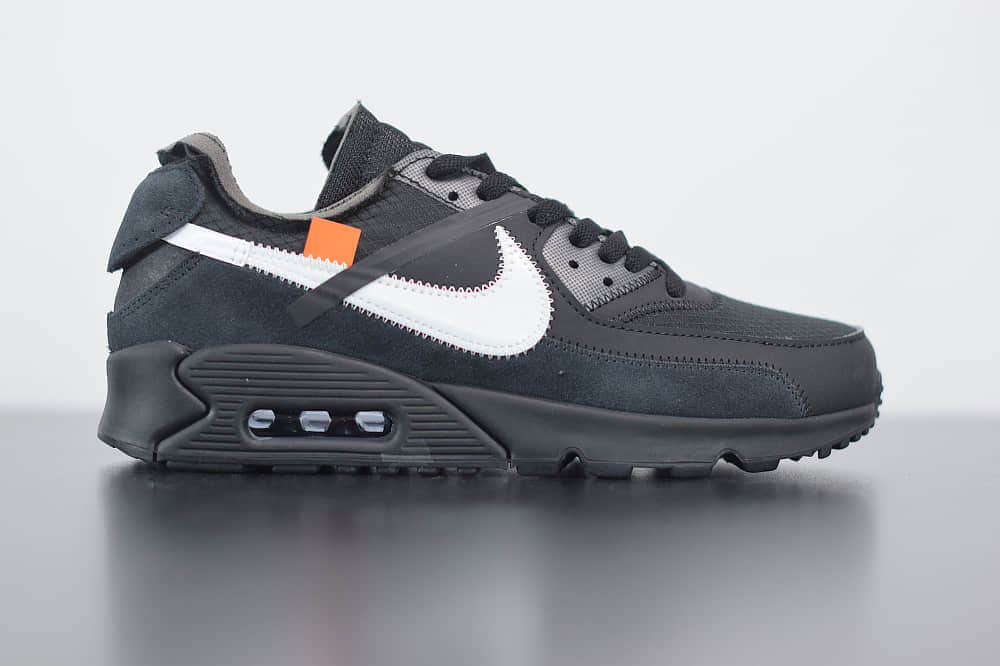 耐克 Nike Off -White x Nike Air Max 90黑色 OW 耐克联名款限量经典气垫跑鞋纯原版本 货号:AA7293-001