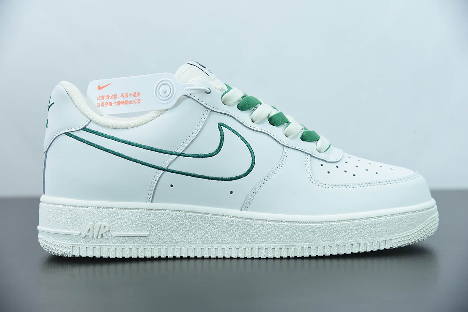 耐克Nike Air Force 1'07 Low“米白绿电绣勾”空军一号低帮休闲板鞋纯原版本 货号：CL6326-128