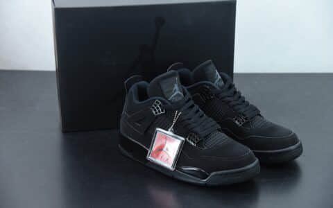 乔丹Air Jordan 4 AJ4 乔4 Black Cat 黑猫麂皮黑武士中帮篮球鞋纯原版本 货号：CU1110-010