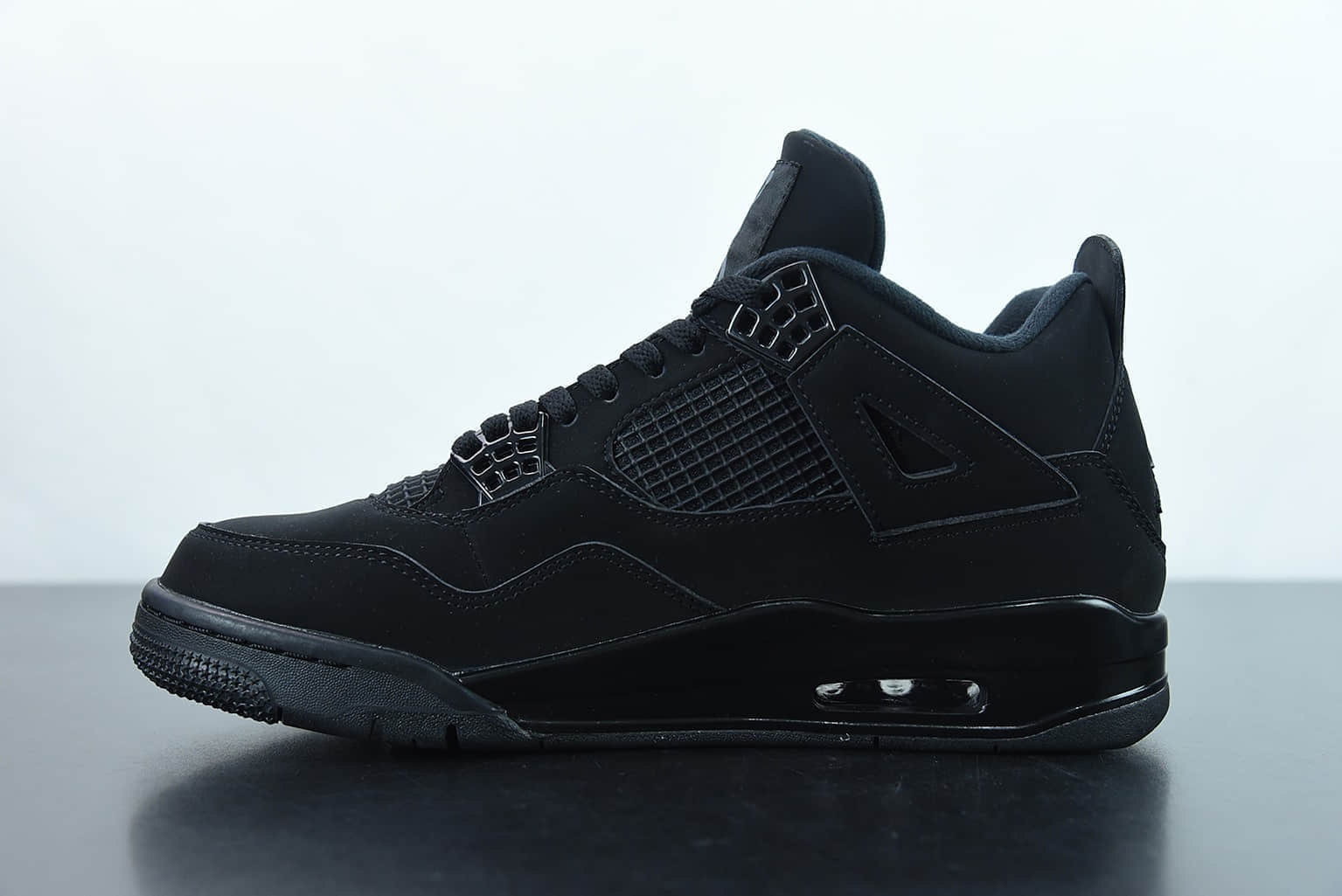 乔丹Air Jordan 4 AJ4 乔4 Black Cat 黑猫麂皮黑武士中帮篮球鞋纯原版本 货号：CU1110-010