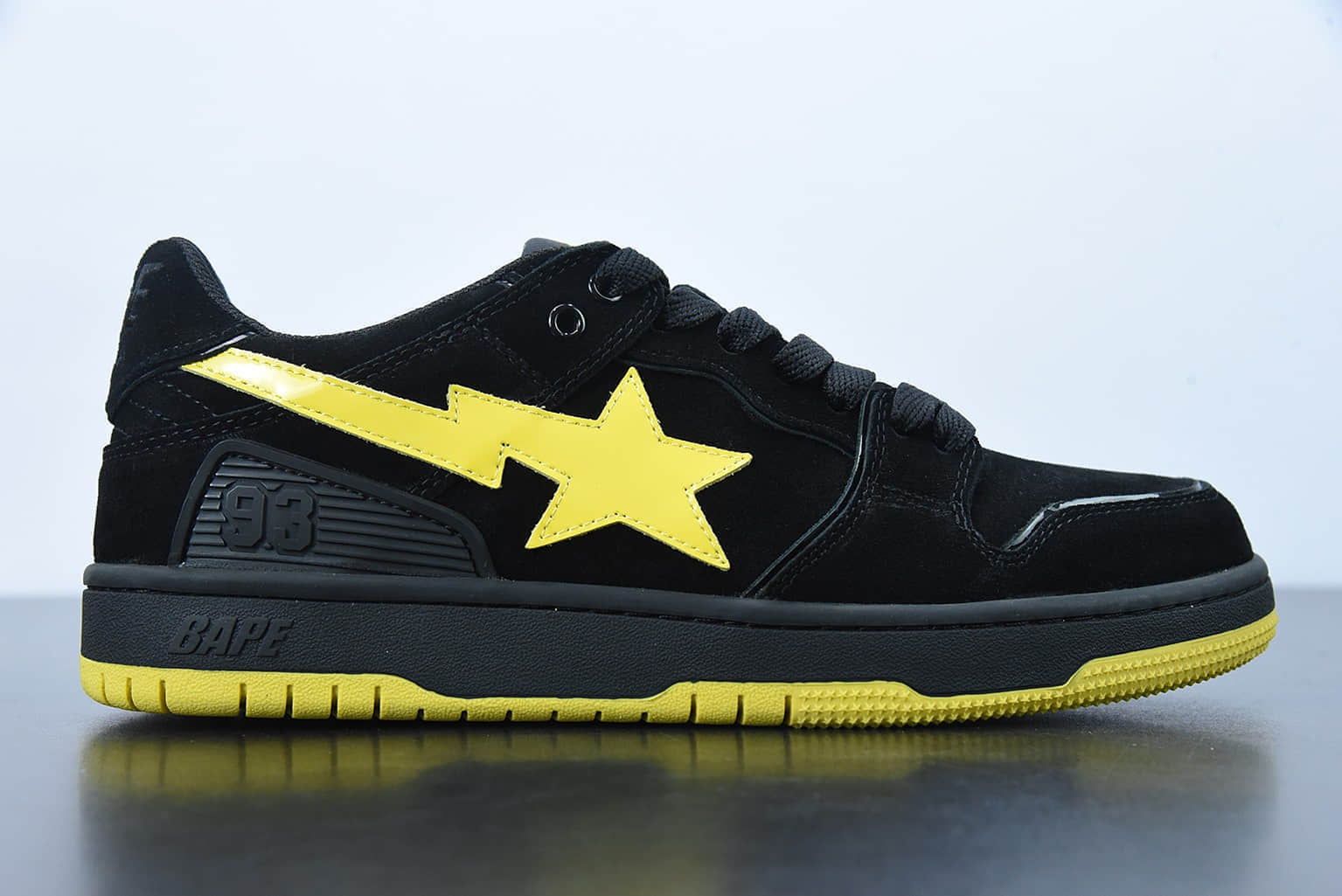 Human Made Bape Sta Sk8 To Nigo 潮流教父Nigo品牌黑黄色猿人头经典滑板百搭休闲运动板鞋纯原版本 货号：1G801009I