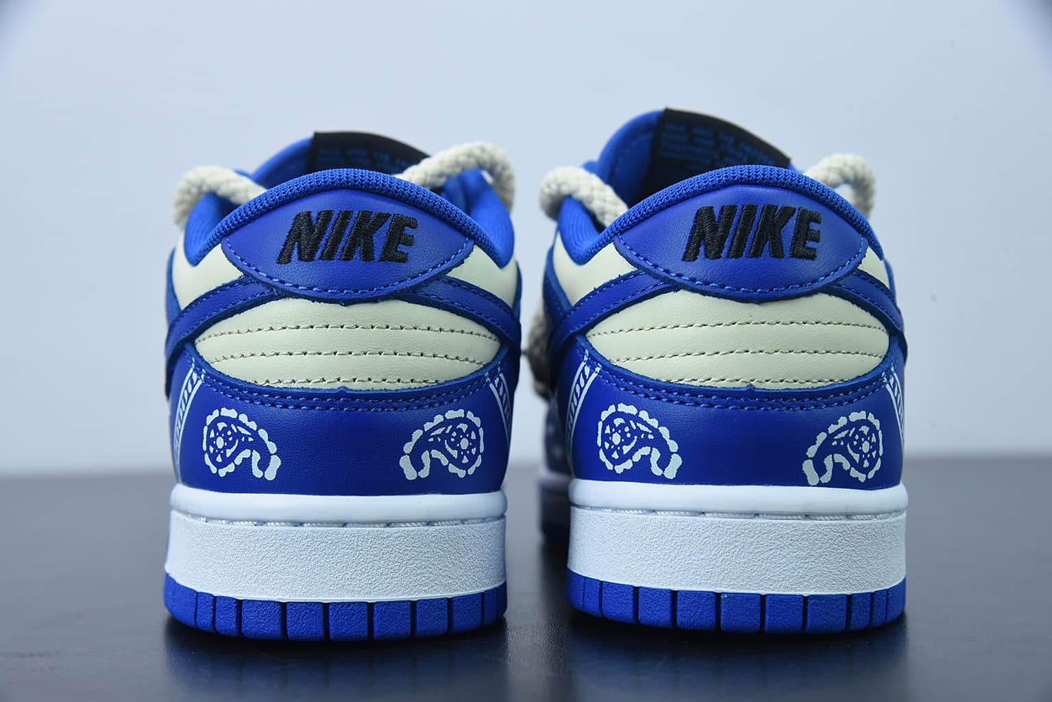 耐克 Nike Dunk Low “Retro”解构鞋带复古腰果花Dunk Low “Retro”解构鞋带复古腰果花米色闪电蓝低帮休闲板鞋纯原版本 货号:DD1391-001