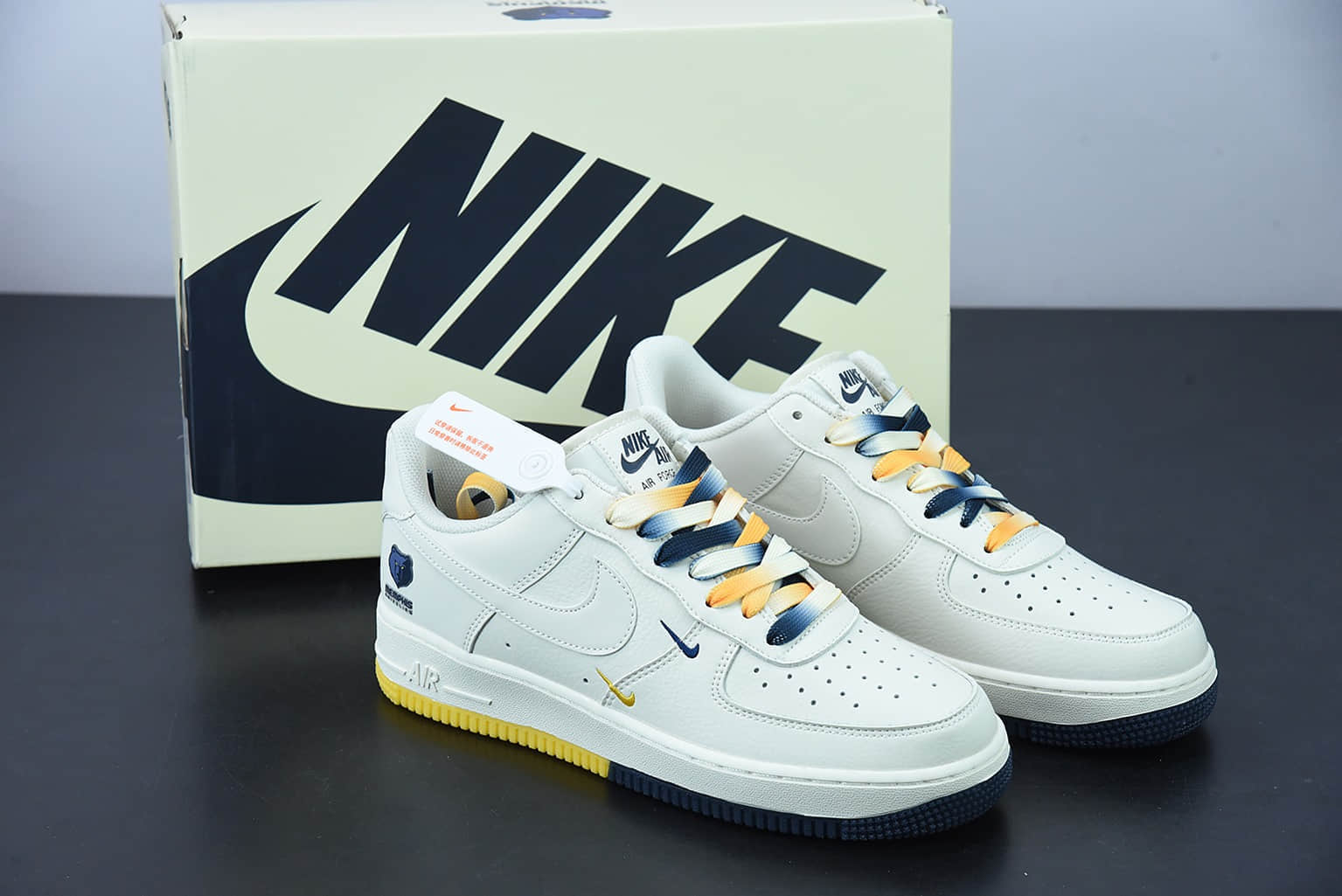 耐克 Nike AF 1'07 Low Su19 米蓝黄 孟菲斯灰熊队城市限定低帮空军一号休闲板鞋纯原版本 货号:TN2569-307