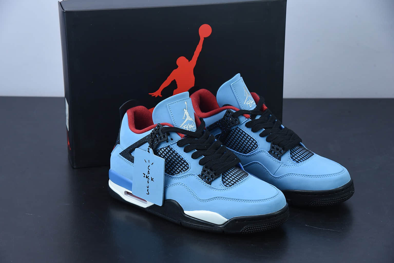 乔丹Travis Scott x Air Jordan 4 Retro 蓝麂皮AJ4联名款篮球鞋纯原版本 货号:308497-406