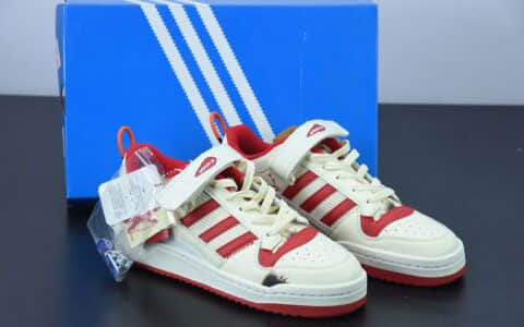 阿迪达斯Adidas Home Alone x adidas Forum Low 小鬼当家联名奶白红低帮休闲板鞋纯原版本 货号：GZ4378
