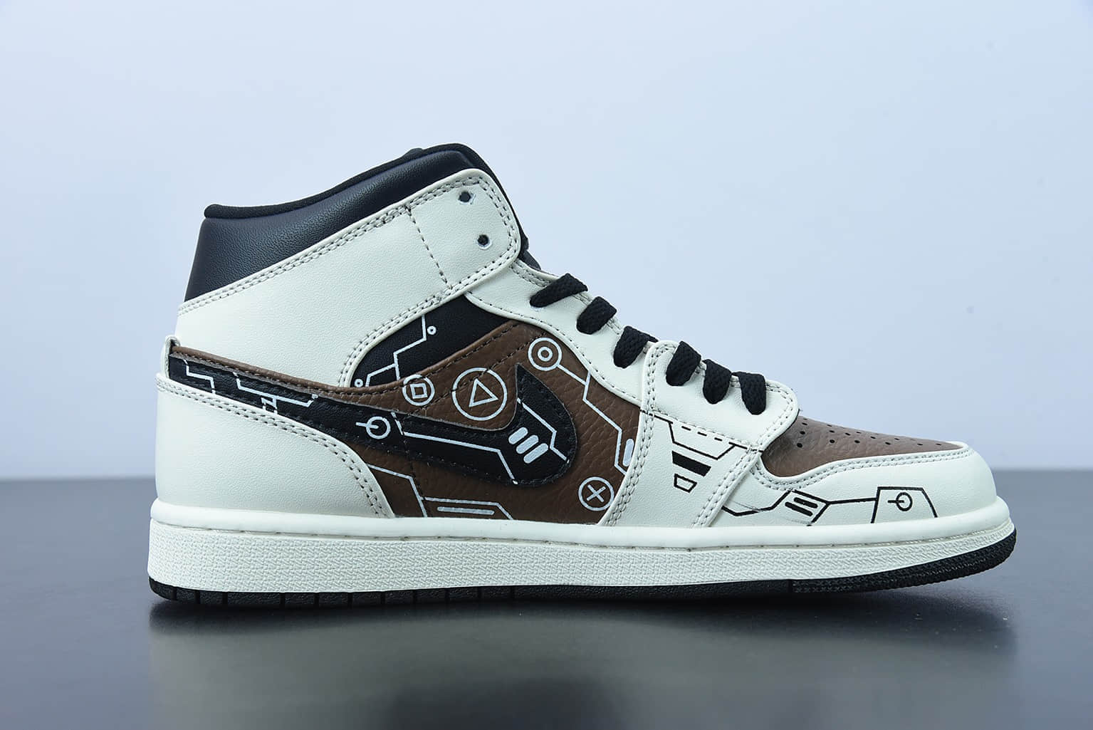 乔丹Air Jordan 1 Mid 中帮摩卡电玩立体按键游戏机 vibe做旧风篮球鞋纯原版本 货号:554724-170