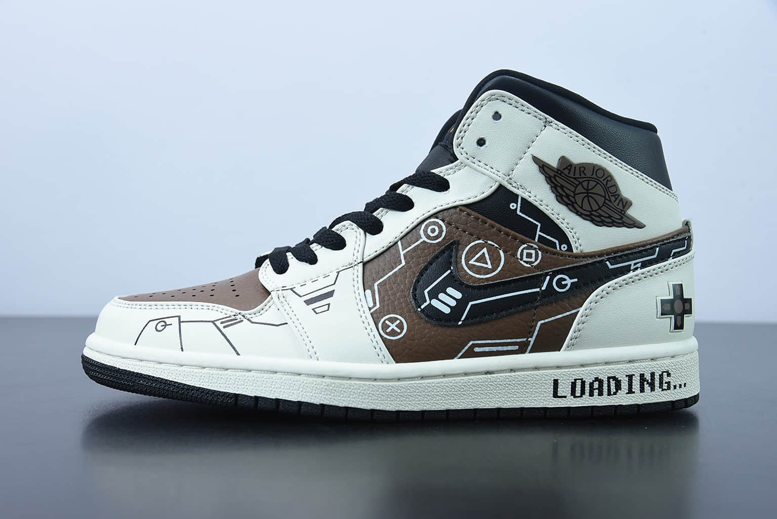 乔丹Air Jordan 1 Mid 中帮摩卡电玩立体按键游戏机 vibe做旧风篮球鞋纯原版本 货号:554724-170