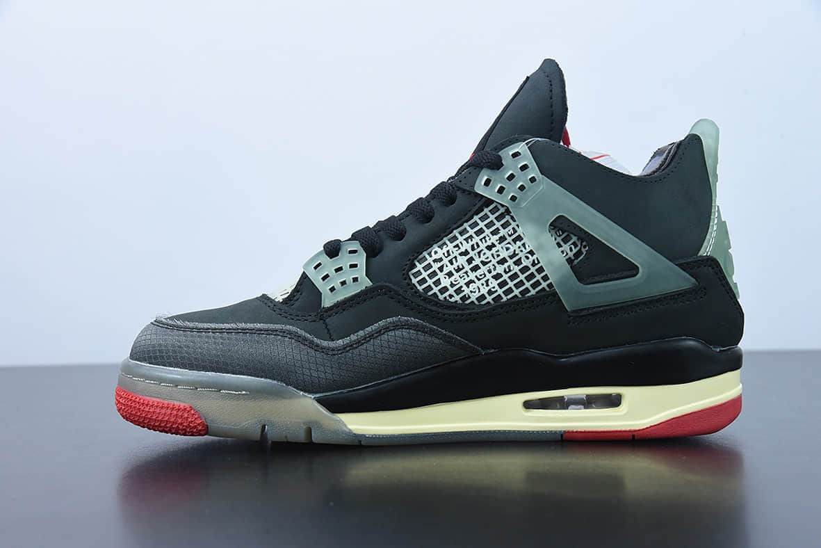 乔丹Off-White x Air Jordan AJ4 Retro'CreamSail'“OW联名蝉翼黑灰红”文化篮球鞋纯原版本 货号:CV9388-001