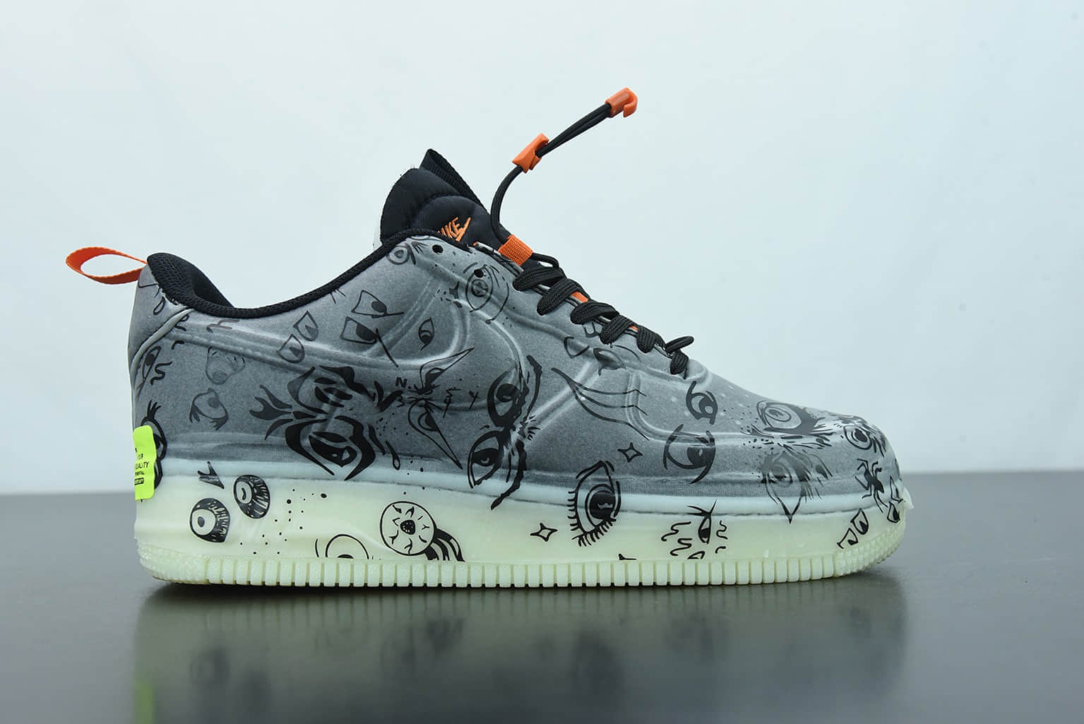 耐克Nike AirForce 1 CR Experimental-Type N. 354Halloween空军一号“面包海绵黑橙万圣节夜光”低帮休闲文化板鞋纯原版本 货号：DC8904-001