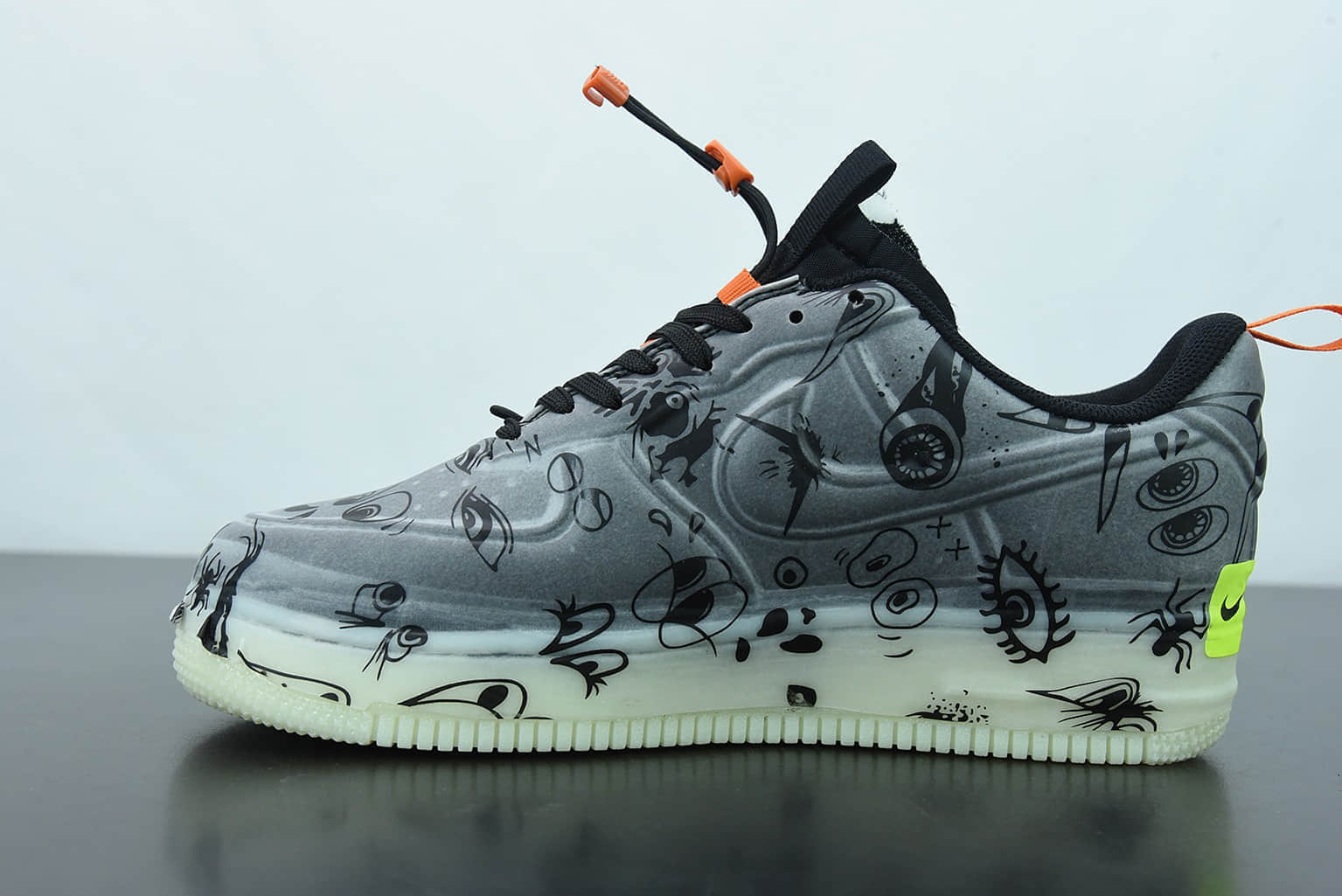 耐克Nike AirForce 1 CR Experimental-Type N. 354Halloween空军一号“面包海绵黑橙万圣节夜光”低帮休闲文化板鞋纯原版本 货号：DC8904-001