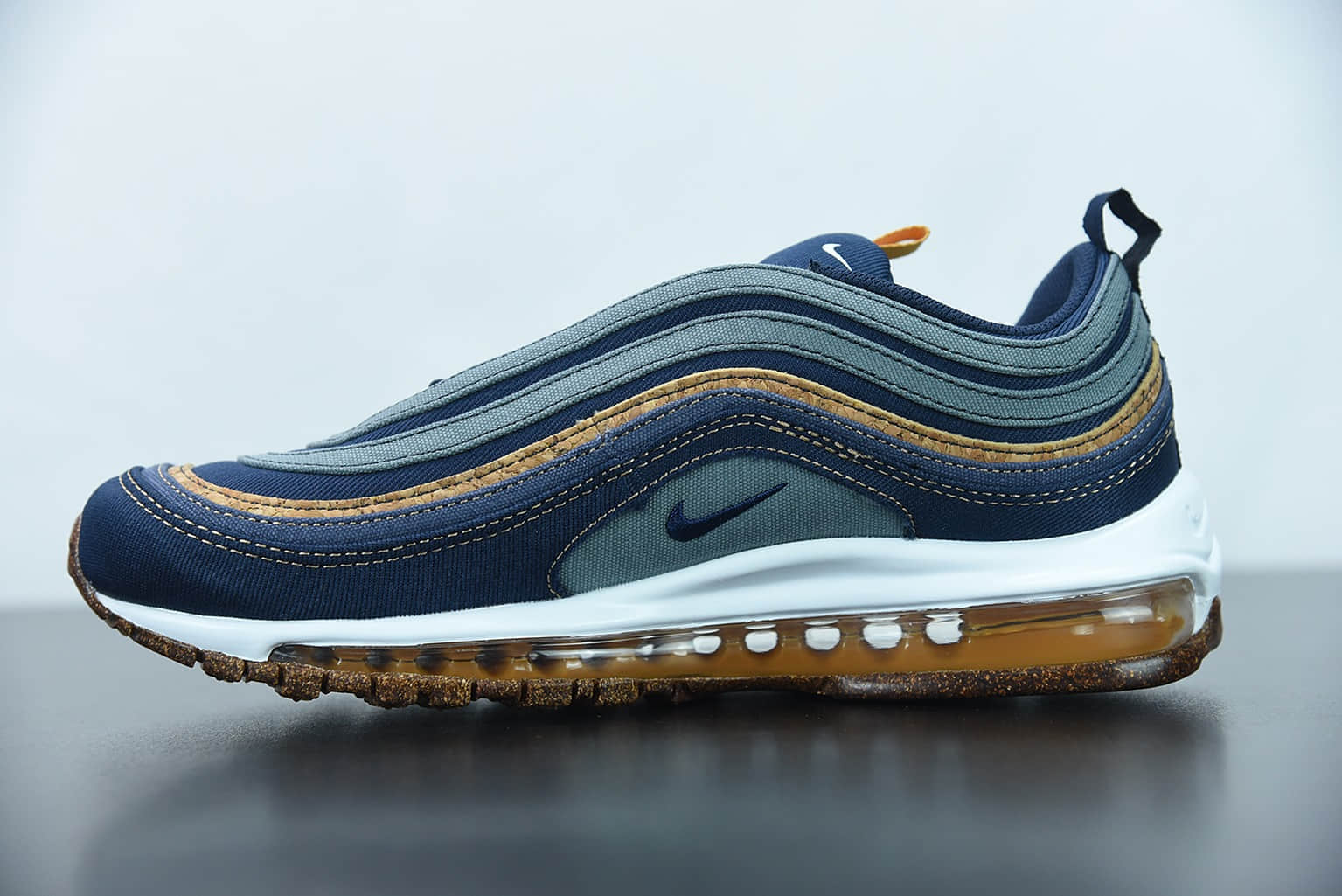 耐克 Nike Air Max 97 “Cork” 深蓝软木塞全掌气垫复古子弹跑步鞋纯原版本 货号：DC3986-300