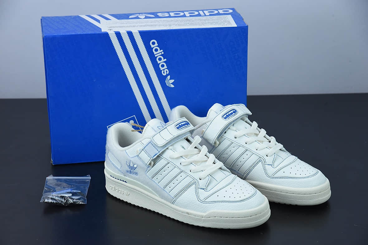 阿迪达斯 Adidas Originals Forum Low白蓝缝线经典魔术贴复古板鞋纯原版本 货号：GX1018