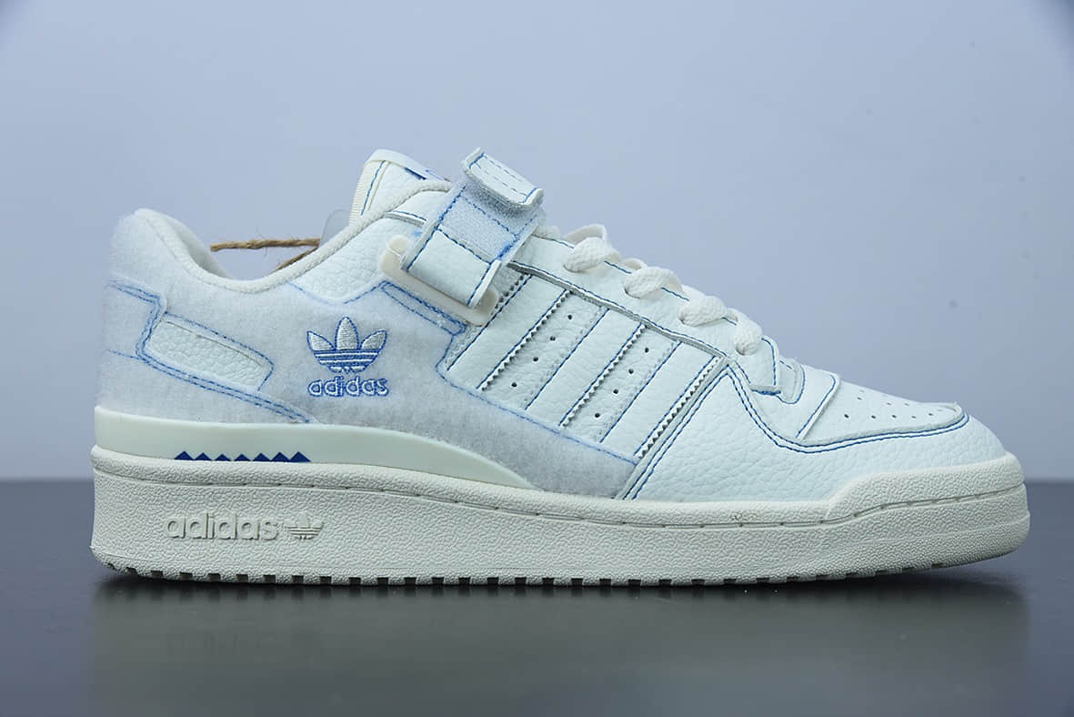 阿迪达斯 Adidas Originals Forum Low白蓝缝线经典魔术贴复古板鞋纯原版本 货号：GX1018