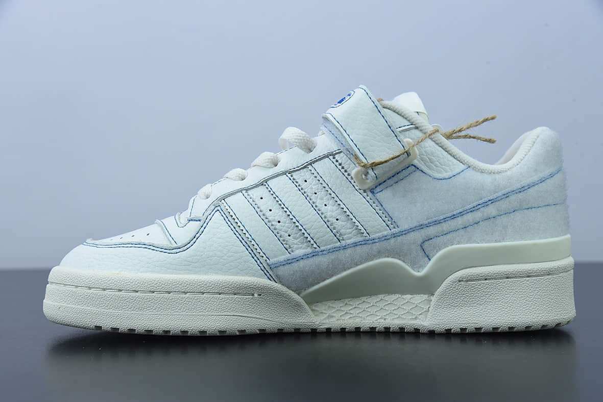 阿迪达斯 Adidas Originals Forum Low白蓝缝线经典魔术贴复古板鞋纯原版本 货号：GX1018