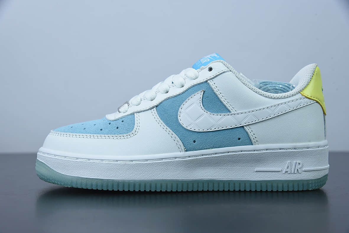 耐克Nike FTC Skateboarding x NK Air Force 1 07 LV8LAGOON PULSE空军一号菱格白银冰蓝经典低帮百搭休闲运动板鞋纯原版本 货号:AA7687-400
