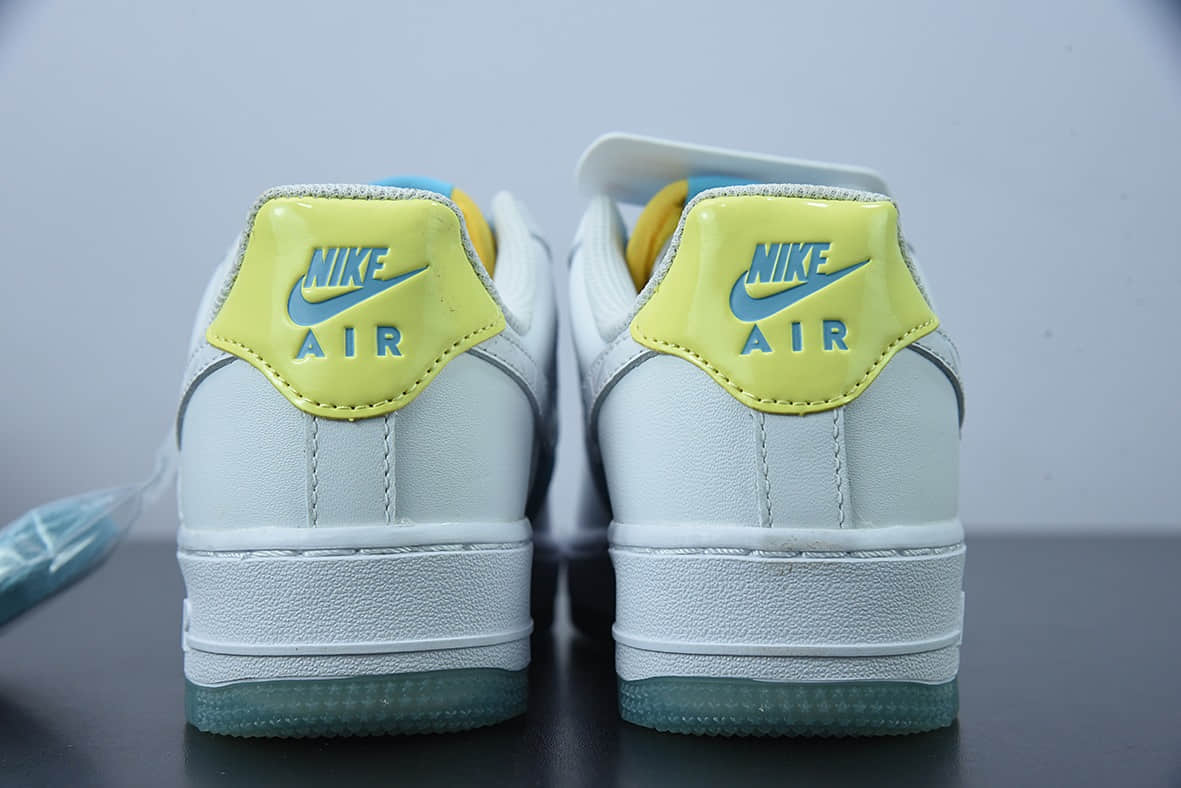 耐克Nike FTC Skateboarding x NK Air Force 1 07 LV8LAGOON PULSE空军一号菱格白银冰蓝经典低帮百搭休闲运动板鞋纯原版本 货号:AA7687-400