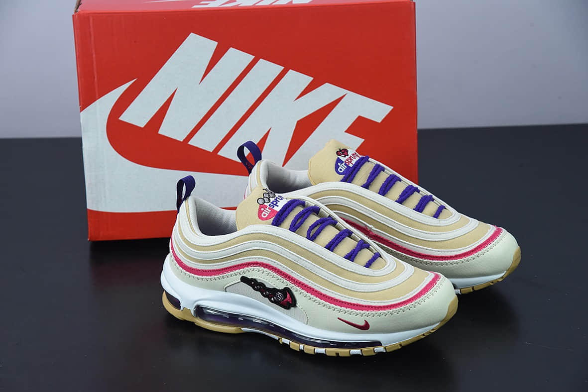 耐克 Nike Air Max 97 Air Sprung Iron Grey 米紫刺绣子弹气垫运动跑步鞋纯原版本 货号:DH4759-200