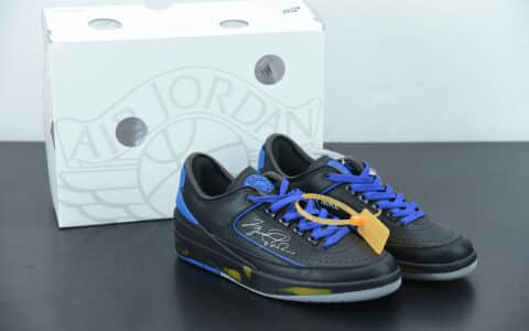 乔丹 Air Jordan Off White x Air Jordan 2 Low SP AJ2 乔2黑蓝配色联名款篮球鞋纯原版本 货号：DJ4375-004