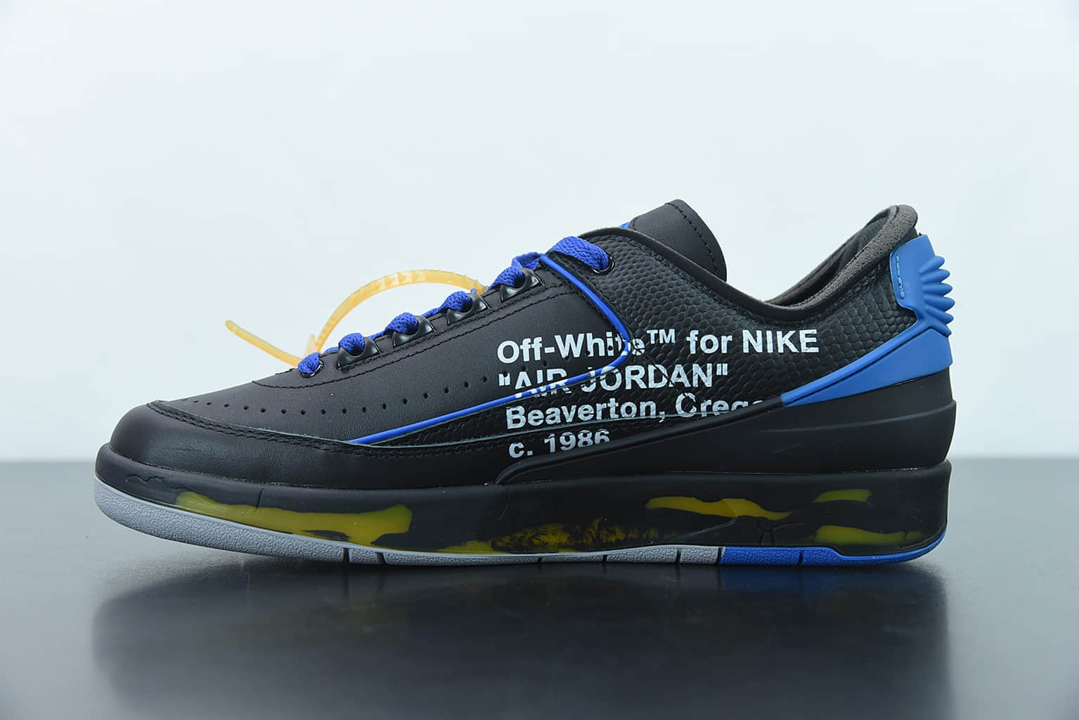 乔丹 Air Jordan Off White x Air Jordan 2 Low SP AJ2 乔2黑蓝配色联名款篮球鞋纯原版本 货号：DJ4375-004