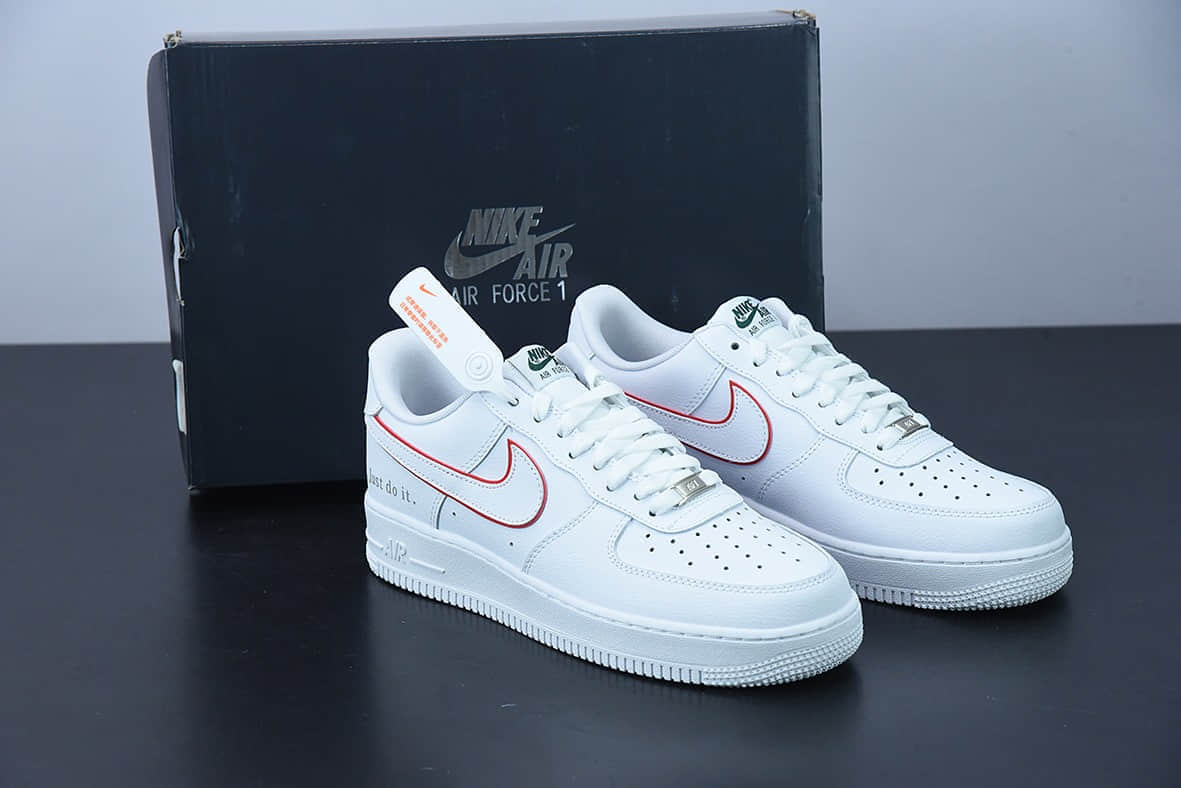 耐克 Nike Air Force 1 '07 Lv8WhiteRed皮革白红边钩空军一号经典低帮百搭休闲运动板鞋纯原版本 货号：DQ0791-100